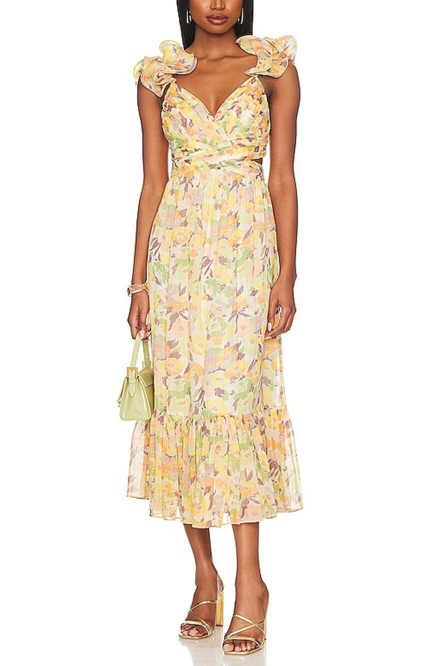 Likely Floral Yellow Multi Pria Maxi Dress Size 12